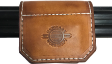 Load image into Gallery viewer, Brown leather shotgun barrel protector for trapshooting and other clay pigeon sports.