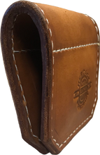 Load image into Gallery viewer, Brown leather shotgun barrel protector for trapshooting and other clay pigeon sports.