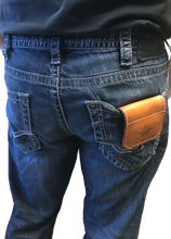 Load image into Gallery viewer, Brown leather shotgun barrel protector for trapshooting and other clay pigeon sports.