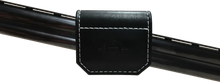 Load image into Gallery viewer, Black leather shotgun barrel protector for trapshooting and other clay pigeon sports.
