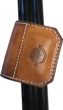 Load image into Gallery viewer, Brown leather shotgun barrel protector for trapshooting and other clay pigeon sports.